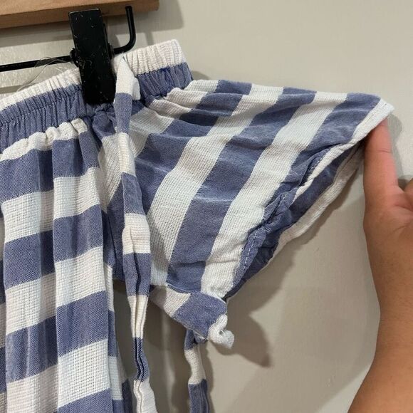 Blue Rain off shoulder stripped blouse sz s - Picture 4 of 6